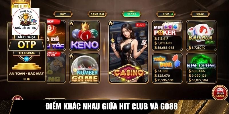 Điểm khác nhau giữa Hit Club và Go88
